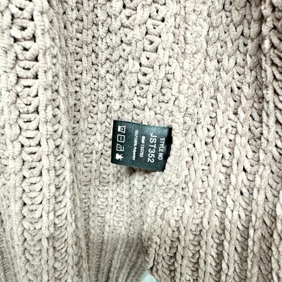 Pol Sweater Women's Size Medium Chunky Blush Pink Chenille Open Front Cardigan - Picture 3 of 5